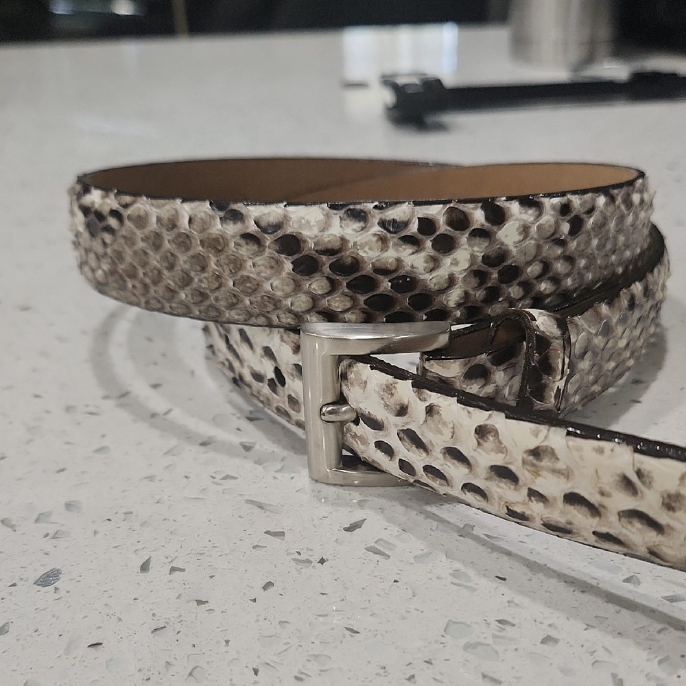 Snakeskin Pattern Belt with Silver Buckle. 1" Width 37.5 Length Belt Only.